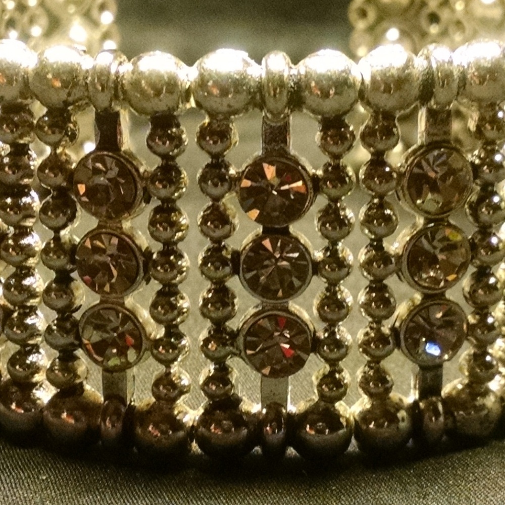 Gorgeous Rhinestones Beaded Wide Cuff Bracelet